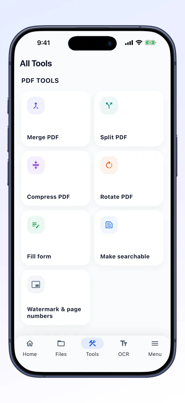 All PDF tools: merge, split, compress, rotate, fill form